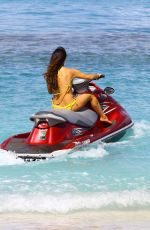 LIZZIE CUNDY in Yellow Bikini at a Beach in Barbados 12/28/2015