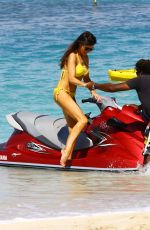 LIZZIE CUNDY in Yellow Bikini at a Beach in Barbados 12/28/2015