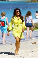 LIZZIE CUNDY in Yellow Bikini at a Beach in Barbados 12/28/2015