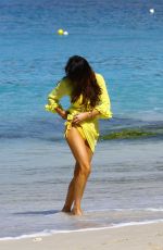 LIZZIE CUNDY in Yellow Bikini at a Beach in Barbados 12/28/2015