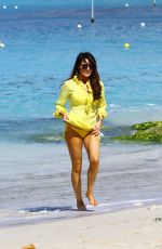 LIZZIE CUNDY in Yellow Bikini at a Beach in Barbados 12/28/2015