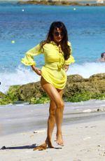 LIZZIE CUNDY in Yellow Bikini at a Beach in Barbados 12/28/2015