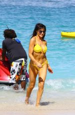 LIZZIE CUNDY in Yellow Bikini at a Beach in Barbados 12/28/2015