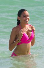 MADISON BEER in Pink Bikini at a Beach in miami 12/29/2015