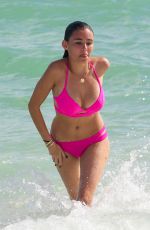 MADISON BEER in Pink Bikini at a Beach in miami 12/29/2015