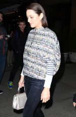 MARION COTILLARD Night Out in New York 12/08/2015