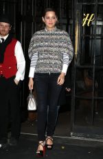MARION COTILLARD Night Out in New York 12/08/2015