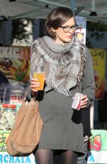 MILLA JOVOVICH at The Melrose Place Farmers Market in West Hollywood 12/20/2015