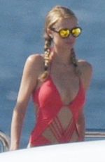 PARIS HILTON in Swimsuit at a Boat in St. Barts 12/21/2015