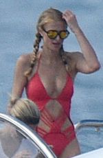 PARIS HILTON in Swimsuit at a Boat in St. Barts 12/21/2015