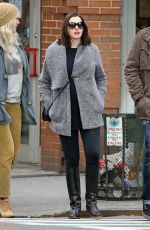 Pregnant ANNE HATHAWAY Out and About in New York 12/21/2015