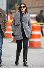 Pregnant ANNE HATHAWAY Out and About in New York 12/21/2015