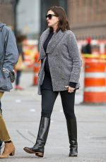 Pregnant ANNE HATHAWAY Out and About in New York 12/21/2015