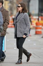 Pregnant ANNE HATHAWAY Out and About in New York 12/21/2015
