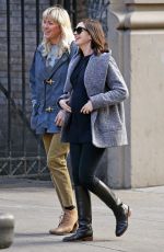 Pregnant ANNE HATHAWAY Out and About in New York 12/21/2015
