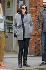 Pregnant ANNE HATHAWAY Out and About in New York 12/21/2015