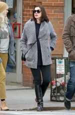 Pregnant ANNE HATHAWAY Out and About in New York 12/21/2015