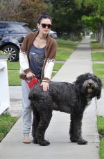 RACHEL BILSON Walks Her Dog Out in Los Angeles 11/30/2015