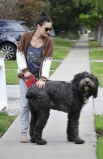RACHEL BILSON Walks Her Dog Out in Los Angeles 11/30/2015