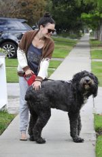 RACHEL BILSON Walks Her Dog Out in Los Angeles 11/30/2015