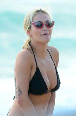 RITA ORA in Black Bikini at a Beach in Miami 12/28/2015