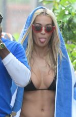 RITA ORA in Black Bikini at a Beach in Miami 12/28/2015