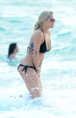 RITA ORA in Black Bikini at a Beach in Miami 12/28/2015