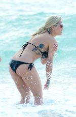 RITA ORA in Black Bikini at a Beach in Miami 12/28/2015
