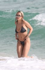 RITA ORA in Polka Dot Bikini at a Beach in Miami 12/30/2015