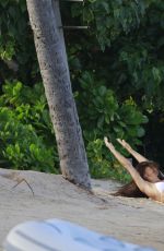 SARA SAMPAIO on the Set of VS Photoshoot at the Beach in St. Barths 12/11/2015