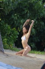 SARA SAMPAIO on the Set of VS Photoshoot at the Beach in St. Barths 12/11/2015
