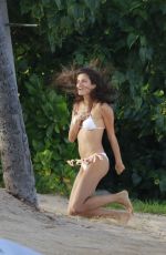 SARA SAMPAIO on the Set of VS Photoshoot at the Beach in St. Barths 12/11/2015