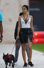SHANINA SHAIK Walks Her Dog Out in Miami 12/04/2015