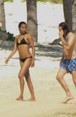 ZOE SALDANA in Bikini on Vacation in Mexico 12/14/2015