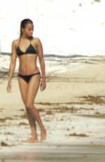 ZOE SALDANA in Bikini on Vacation in Mexico 12/14/2015