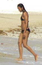 ZOE SALDANA in Bikini on Vacation in Mexico 12/14/2015