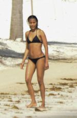 ZOE SALDANA in Bikini on Vacation in Mexico 12/14/2015