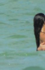 ZOE SALDANA in Bikini on Vacation in Mexico 12/14/2015