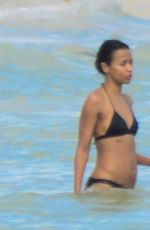 ZOE SALDANA in Bikini on Vacation in Mexico 12/14/2015