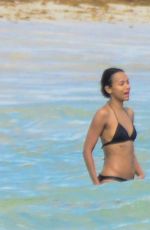 ZOE SALDANA in Bikini on Vacation in Mexico 12/14/2015