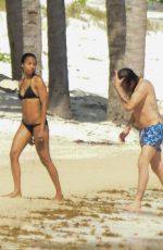 ZOE SALDANA in Bikini on Vacation in Mexico 12/14/2015