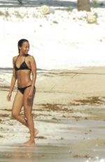 ZOE SALDANA in Bikini on Vacation in Mexico 12/14/2015