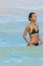 ZOE SALDANA in Bikini on Vacation in Mexico 12/14/2015