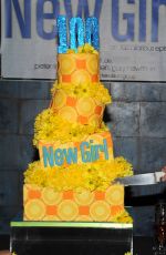 ZOOEY DESCHANEL and HANNAH SIMONE at New Girl 100th Wpisode Cake Cutting in Culver City 12/02/2015