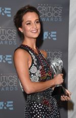 ALICIA VIKANDER at Critics’s Choice Awards 2016 in Santa Monica 01/17/2016