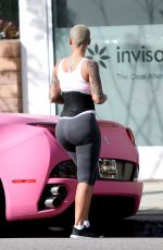 AMBER ROSE Takes Her Pink Ferrari to a Gym in Los Angeles 01/21/2016