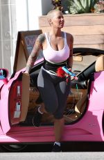 AMBER ROSE Takes Her Pink Ferrari to a Gym in Los Angeles 01/21/2016