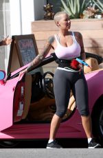 AMBER ROSE Takes Her Pink Ferrari to a Gym in Los Angeles 01/21/2016