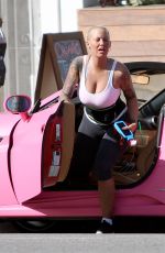 AMBER ROSE Takes Her Pink Ferrari to a Gym in Los Angeles 01/21/2016