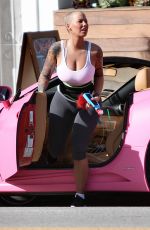 AMBER ROSE Takes Her Pink Ferrari to a Gym in Los Angeles 01/21/2016